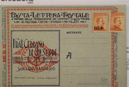 REGNO D'ITALIA - 1921, BLP, 20 c. soprastampa litografica I tipo (2) su BUSTA...