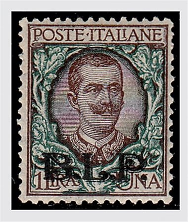 REGNO D'ITALIA - 1922, BLP, soprastampa litografica II tipo, 1 lira bruno e...
