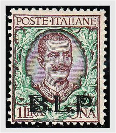 REGNO D'ITALIA - 1922, BLP, soprastampa litografica II tipo, 1 lira bruno e...
