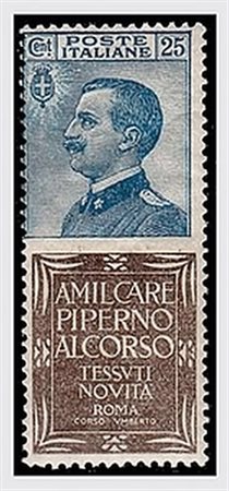REGNO D'ITALIA - 1924, Pubblicitari, 25 c.azzurro e bruno PIPERNO (6). (Cert....
