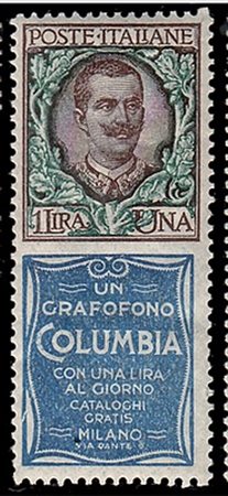 REGNO D'ITALIA - 1924, Pubblicitari, 1 lira COLUMBIA (19) fresco e ben...