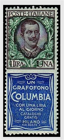 REGNO D'ITALIA - 1924, Pubblicitari, 1 lira COLUMBIA (19) ben centrato....