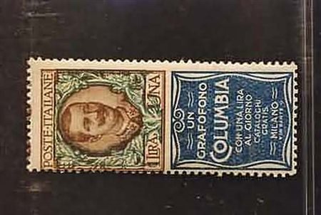 REGNO D'ITALIA - 1924, Pubblicitari, 1 lira COLUMBIA (19). (Cert....