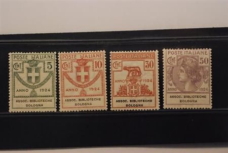 REGNO D'ITALIA - 1924, Parastatali, Assoc. Biblioteche Bologna 4 valori cpl....