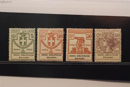 REGNO D'ITALIA - 1924, Parastatali, Ass. Biblioteche Bologna 4 valori cpl....