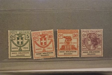 REGNO D'ITALIA - 1924, Parastatali, Assoc. Biblioteche Bologna 4 valori cpl....