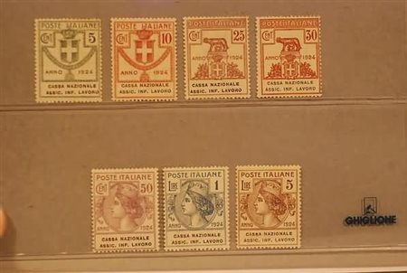 REGNO D'ITALIA - 1924, Parastatali, Cassa Naz. Assic. Inf. Lavoro, 7 valori...