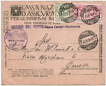 REGNO D'ITALIA - 1924, Parastatali, Cassa Nazionale Assic. Inf. Lavoro 5 c....