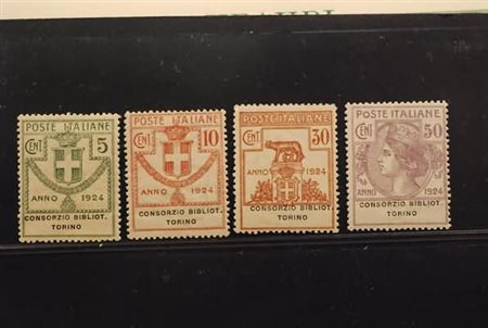 REGNO D'ITALIA - 1924, Parastatali, Consorzio Biblioteche Torino, 4 valori...