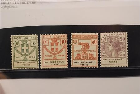 REGNO D'ITALIA - 1924, Parastatali, Consorzio Biblioteche Torino, 4 valori...