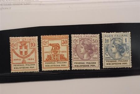 REGNO D'ITALIA - 1924, Parastatali,"Federaz.It.Biblioteche Pop." 4 val.cpl....