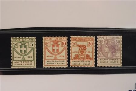 REGNO D'ITALIA - 1924, Parastatali, Gruppo d'Azione Scuole - Milano, 4 valori...