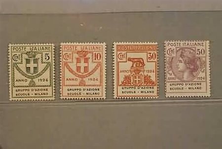 REGNO D'ITALIA - 1924, Parastatali, Gruppo d'Azione Scuole - Milano 4 valori...