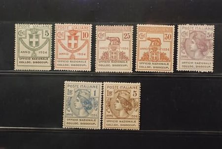 REGNO D'ITALIA - 1924, Parastatali, Ufficio Nazionale Colloc. Disoccupati, 7...