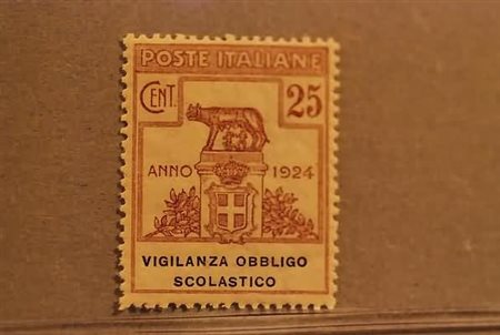 REGNO D'ITALIA - 1924, Parastatali, Vigilanza Obbligo Scolastico 25 c. lilla...