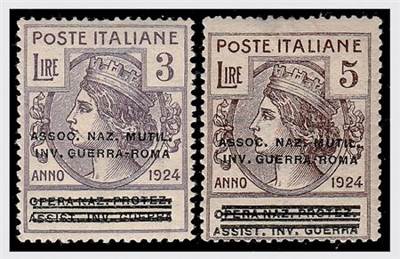 REGNO D'ITALIA - 1924, Parastatali, " Ass. Naz. Mutil. Inv. Guerra-Roma" 8...