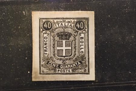 REGNO D'ITALIA - 1862, Saggi Sparre, 40 c. nero su cartoncino lucido spesso,...