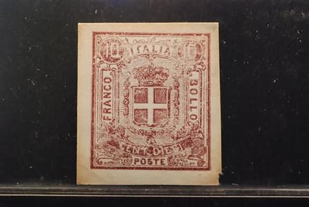 REGNO D'ITALIA - 1862, Saggi Sparre, 10 c. lilla bruno su carta gessata al...