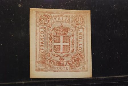 REGNO D'ITALIA - 1862, Saggi Sparre, 30 c. bruno rossiccio su carta gessata...