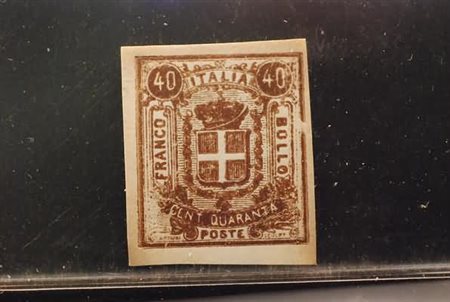 REGNO D'ITALIA - 1862, Saggi Sparre, 40 c. grigio bruno su carta gessata al...