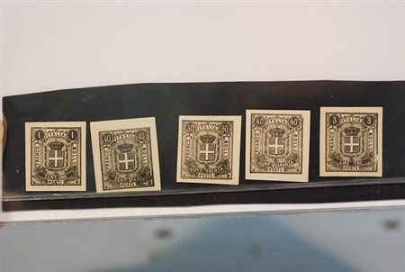 REGNO D'ITALIA - 1862, Saggi Sparre, 5 esemplari (1 c., 10 c., 30 c., 40 c.,...