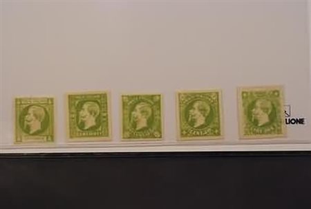 REGNO D'ITALIA - 1863, Saggi Ronchi, 5 valori (5 c., 10 c., 15 c., 30 c., 2...
