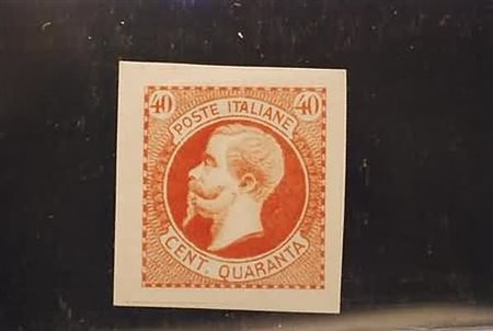 REGNO D'ITALIA - 1863, Saggi Ronchi, 40 c. in rosso bruno su carta bianca...