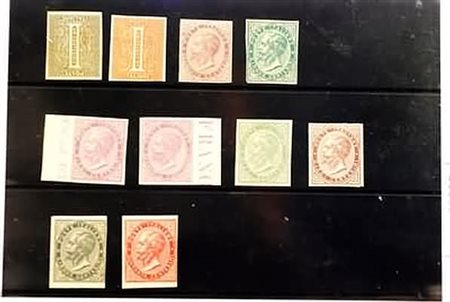 REGNO D'ITALIA - 1863, Saggi DLR, 10 esemplari in colori adottati e non. Da...