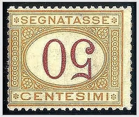 REGNO D'ITALIA VARIETA' - 1870, Segnatasse, 50 c.ocra e carminio (9b) con le...