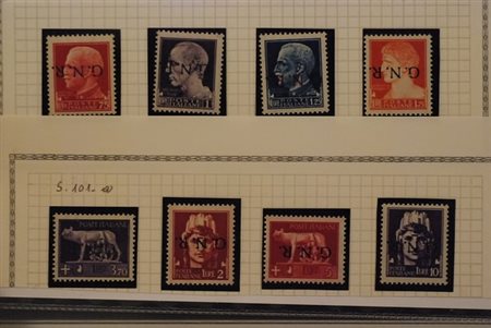 REPUBBLICA SOCIALE ITALIANA - 1944, GNR Verona, 16 valori con soprsatampa...