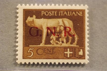 REPUBBLICA SOCIALE ITALIANA - 1943, GNR Verona, 5 c. soprastampa rossa...