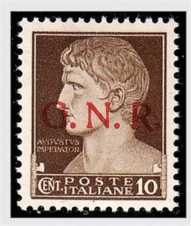 REPUBBLICA SOCIALE ITALIANA - 1944, GNR Verona 10 c. soprastampa rossa...