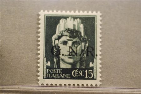 REPUBBLICA SOCIALE ITALIANA - 1944, GNR Verona 15 c. soprastampa nera (472A)....