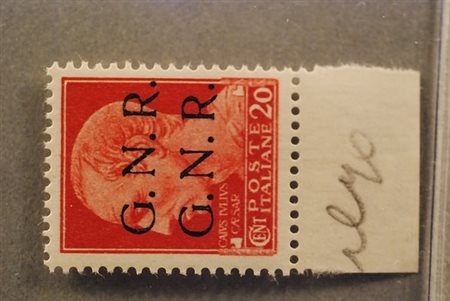 REPUBBLICA SOCIALE ITALIANA - 1944, GNR Verona, 20 c. con doppia soprastampa...