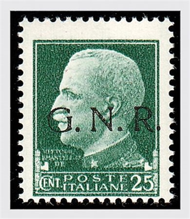 REPUBBLICA SOCIALE ITALIANA - 1944, GNR Verona 25 c. soprastampa nera (474A)....