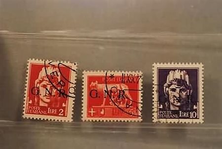 REPUBBLICA SOCIALE ITALIANA - 1944, GNR Verona, 3 valori: 2 lire, 5 lire, 10...