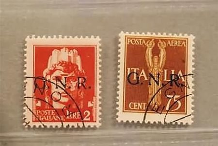 REPUBBLICA SOCIALE ITALIANA - 1944, GNR Verona, 2 valori (482, A.119). (Cert....