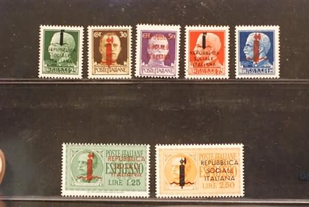 REPUBBLICA SOCIALE ITALIANA - 1944, Soprastampati "R.S.I" e "fascio"...