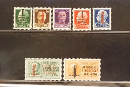REPUBBLICA SOCIALE ITALIANA - 1944, Soprastampati "R.S.I." e "fascio"...