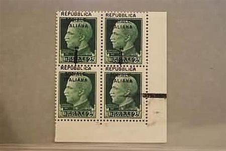 REPUBBLICA SOCIALE ITALIANA - 1944, 25 c. quartina con la soprastampa...