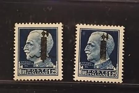 REPUBBLICA SOCIALE ITALIANA - 1944, 1,25 lire fascio nero (495A) 2 esemplari...