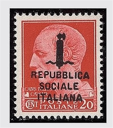 REPUBBLICA SOCIALE ITALIANA - 1944, 20 c. soprastampato Fascetto e...