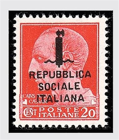REPUBBLICA SOCIALE ITALIANA - 1944, 20 c. soprastampato "Repubblica Sociale...