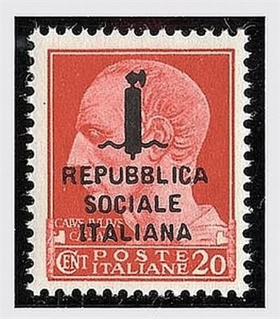 REPUBBLICA SOCIALE ITALIANA - 1944, 20 c. con soprastampa "Repubblica Sociale...
