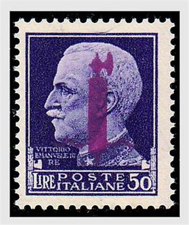 REPUBBLICA SOCIALE ITALIANA - 1944, 50 lire violetto con soprastampa fascio...