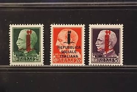 REPUBBLICA SOCIALE ITALIANA - 1944, 3 valori (490, 495/A, 501). (G. Oliva,...