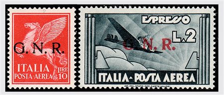 REPUBBLICA SOCIALE ITALIANA - 1944, Posta aerea, GNR Verona 9 valori cpl....