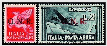 REPUBBLICA SOCIALE ITALIANA - 1944, GNR Verona, posta aerea, 9 valori cpl....