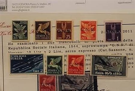 REPUBBLICA SOCIALE ITALIANA - 1944, Posta aerea, GNR Verona 9 valori cpl....
