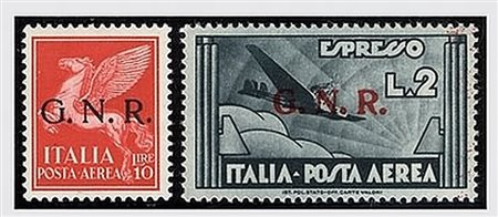 REPUBBLICA SOCIALE ITALIANA - 1944, Posta aerea, GNR Verona 9 valori cpl....